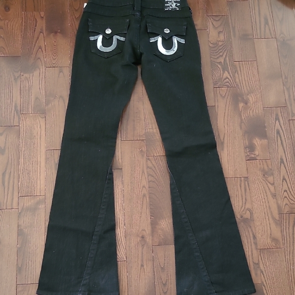 New True Religion Women's Joey Sequin Black Flared Jeans Size 27 - Picture 2 of 15